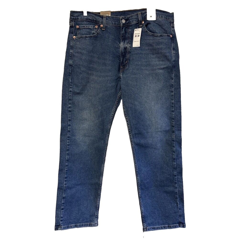 Levi's 505 Regular Fit Straight Leg Blue Denim Stretch Men Jean 38x30 New Zip